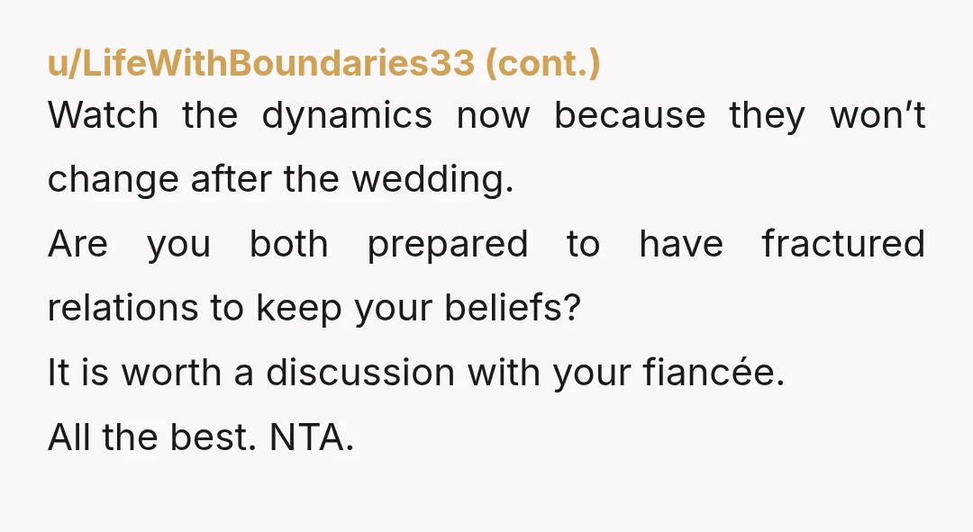 u/Mysterious-Wish8398 NTA - AND DO NOT APOLOGIZE!!! If you apologize she will take it as you understand her opinion is the right one. If you say anything, it is, it...