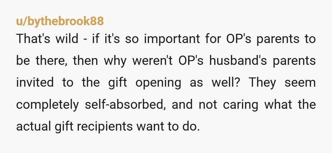 u/Dachshundmom5 NTA. Tell them to drop the presents off or that you/your spouse will pick them up. Do not both go over because they 100% plan to say "well you...