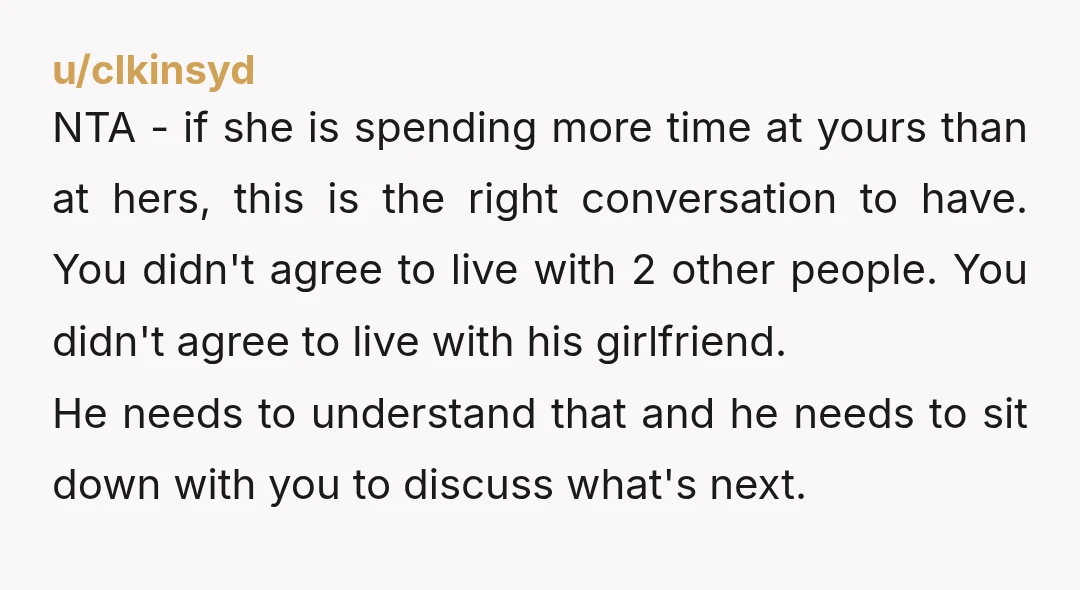 u/Possible_Ferret_ NTA. You didn’t sign up for this living arrangement. I agree with another poster to look over your lease about guests and length of stay. The suggestion of having...