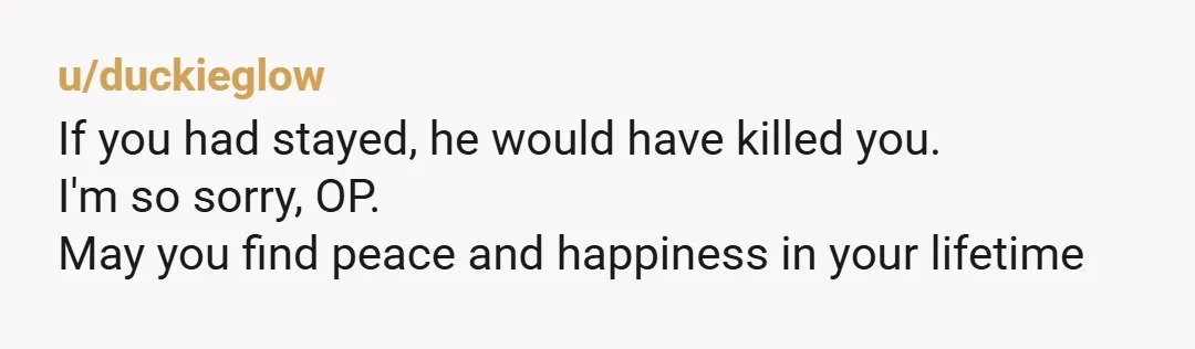 u/pseudolin This is the kind of update that hits like a brick: life isn't simple, neither is it ever easy. You're safe. Your son is safe. Your husband's decisions were...