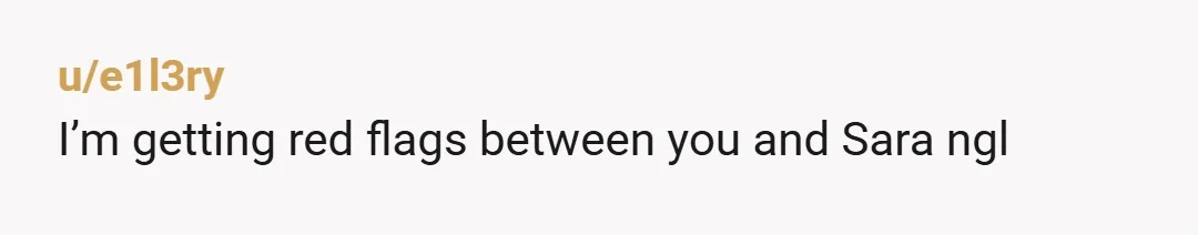 u/e1l3ry
I’m getting red flags between you and Sara ngl