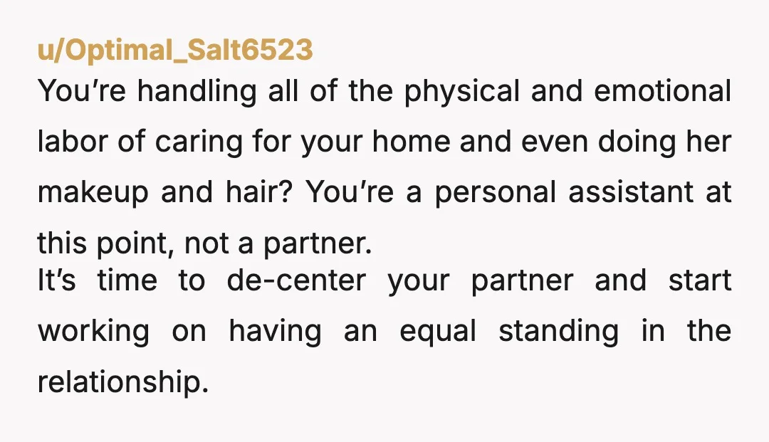 u/Aggravating-Ebb5528 It sounds like you’re already an amazing partner, maybe the key is setting clear boundaries and finding ways to show love that actually feel natural to you, instead of...