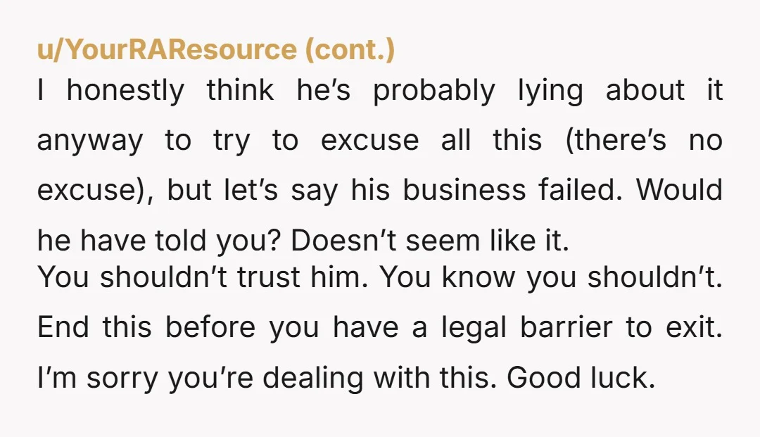 u/Witty_Candle_3448
He is full of bull sh$t.
He decided to go, drove there, participated, and then lied.
What part of this is worth saving?