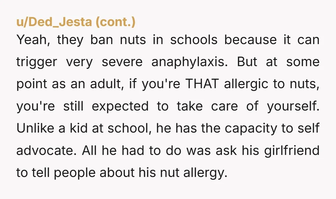 u/hockey-house
I’m American, where peanut allergy is very common, and I still say NTA.
