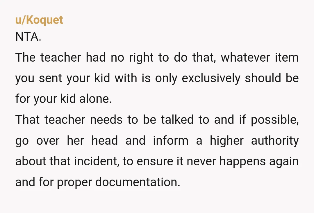 u/Swirlyflurry NTA When I worked daycare this was a huge no-no. If it comes in with a kid, it’s only used on that kid. Every class had a bin of...