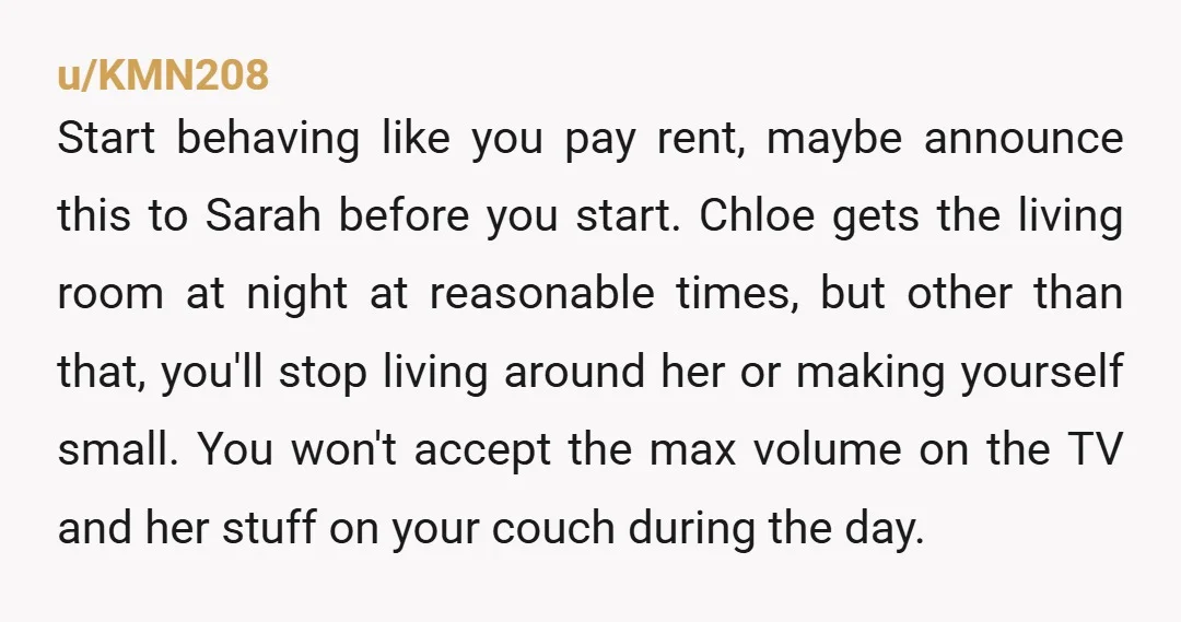 u/Walter-White02 "I'm sorry Chloe, but you have to go tommorow the latest. There are also nice hotels in our town"