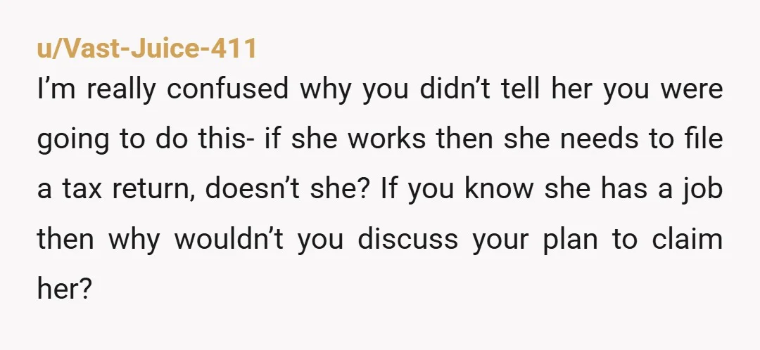"lost out on 700" Look at the nerve. That's probably nothing compared to the thousands that she is saving by refusing to grow up and become an adult. I couldn't...