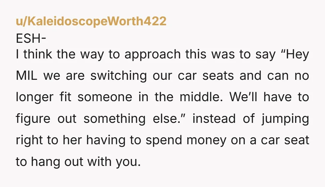 u/mejowyh Option D - hubby picks up grandma, drives her to restaurant where she can sit and be bored while he comes and gets you and the kids. Reverse it...