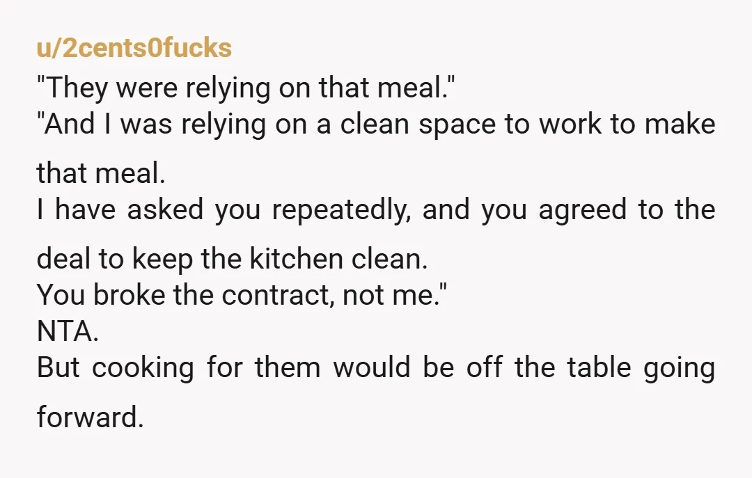 u/YakCertain5472
They're just butt hurt they have to get off their asses and get their own food.
Don't let it bother you one bit.
Grilled cheese sounds good however...
NTA