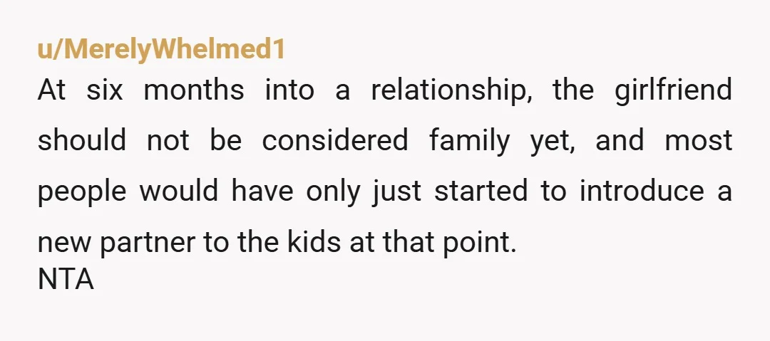 u/Only-Peace1031 Wait, you’re excluding the girlfriend? Is he expecting you to be her friend? Or to introduce her to the parents of your daughter’s friend in the hopes that they...
