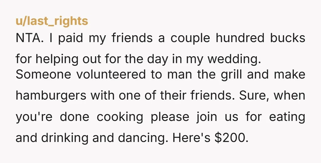 u/janet_planet4 no pay, no play. not your problem. let her find someone else to boss around.