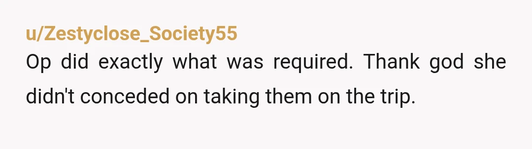 u/SmartQuokka OOP did the exact right thing by not having him and daughter along, they would have monopolized her time and wanted to play tourist. Business trips are business, often...