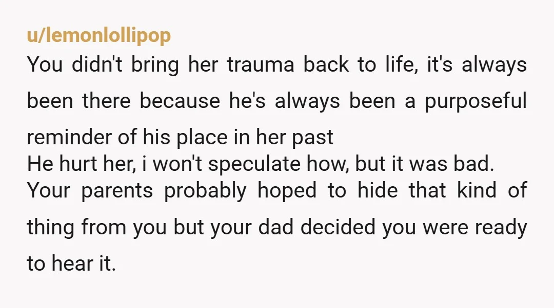 u/lemonlollipop You didn't bring her trauma back to life, it's always been there because he's always been a purposeful reminder of his place in her past He hurt her, i...