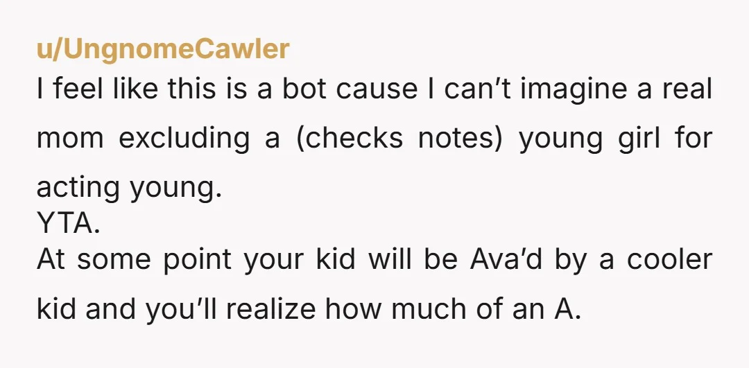 u/jimmytaco6 YTA. Even if we take for granted that everything else in this post is fine, this is why you don't hand out invitations in a classroom unless everyone in...