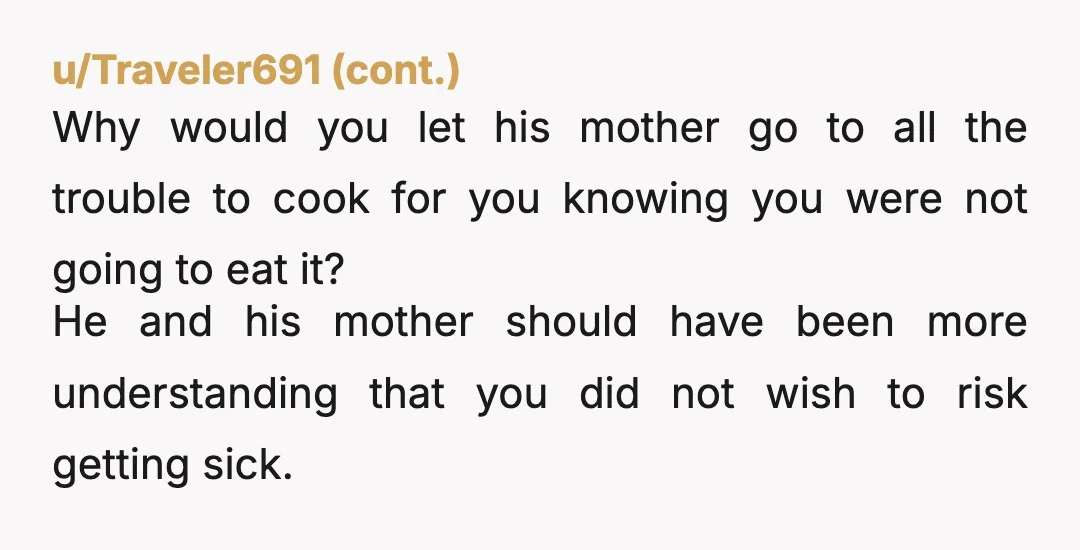 u/1RainbowUnicorn NTA. She told you the first time thst she cooked gluten-free and was careful about cross-contamination but you still got very sick, so what makes them think this time...