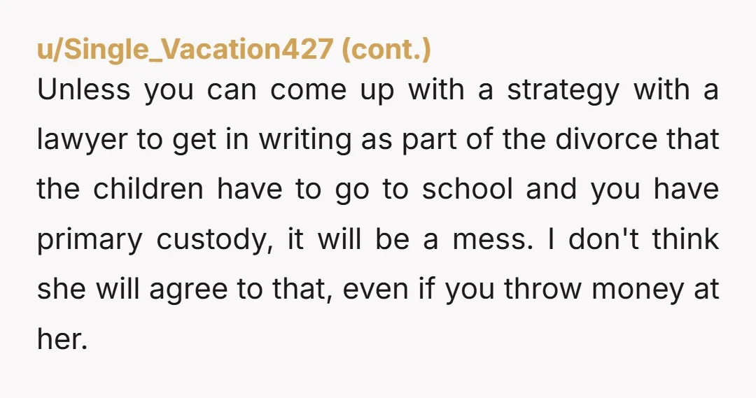 u/anglflw
I think you cannot leave without the kids.
They don't sound like they are particularly safe with her, especially if she is not allowing them to get vaccines.