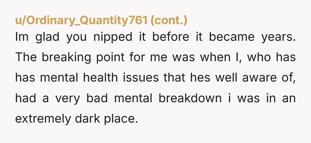 u/opal_lanterns You’re absolutely not overreacting. In a crisis, most people expect at least “are you okay?” from a partner. Him not checking in, then shrugging it off, shows a mismatch...