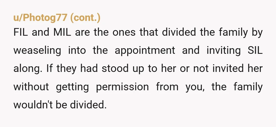 u/AbbreviationsNo7397 NTA: it sounds like your SIL wanted you to WANT her to come, so she could feel like the center of attention and magnanimously grant you her presence. All...