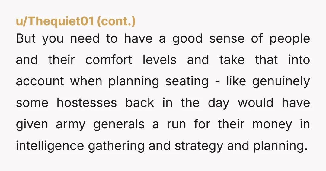 u/cecebebe Why did anyone sit in their assigned seats in a situation like this? I would think everyone would just sit wherever the heck they want, because the bride and...