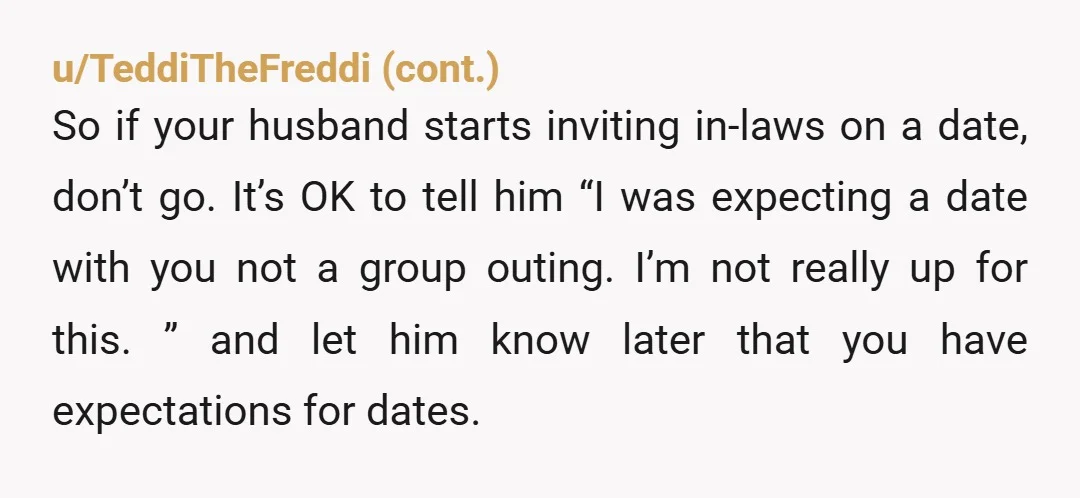 u/introspectiveliar Your problem is your husband. If he doesn't manage his mother's intrusiveness now it will get much worse after the baby is born. He is forgetting that his priority...