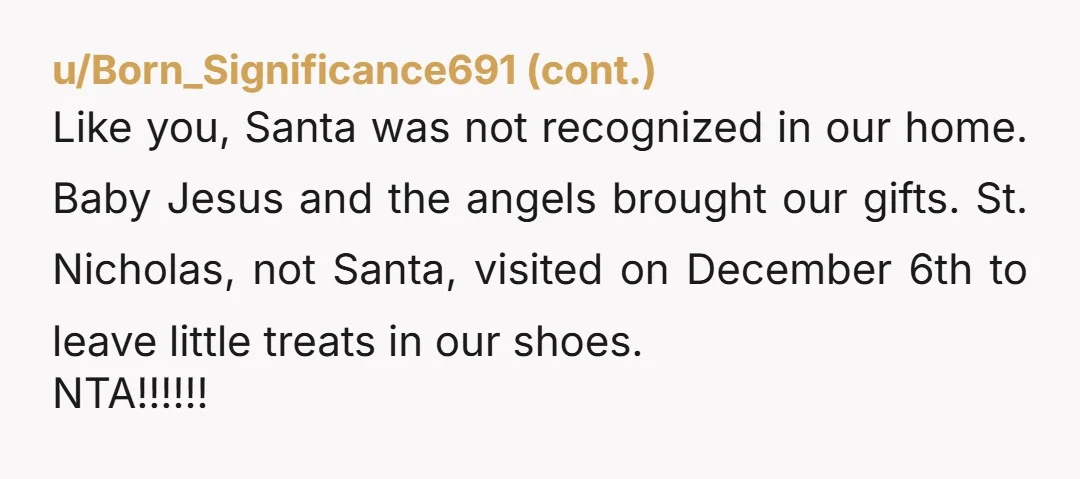 u/Weary_Panic6498 NTA. Jenny should definitely enjoy her Christmas traditions with her family at home. Maybe they can stop by for a few minutes, but guests don’t dictate the nature of...