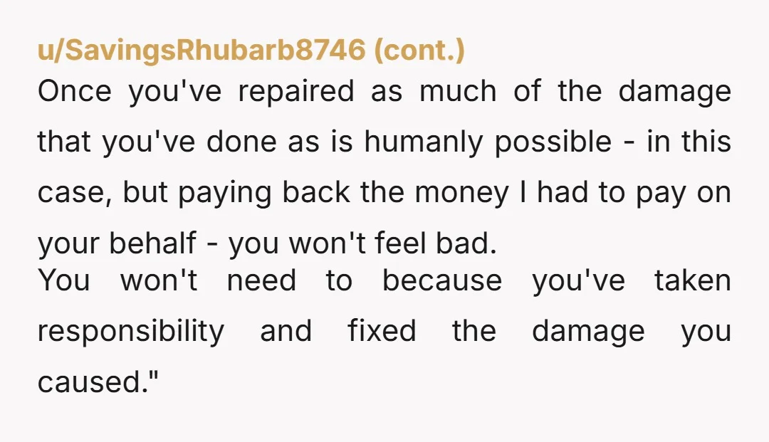 u/Full-Wolverine-3994 You would absolutely not be the AH for telling him he needs to start paying you back. He feels bad. That’s great, but he needs to pay you back....