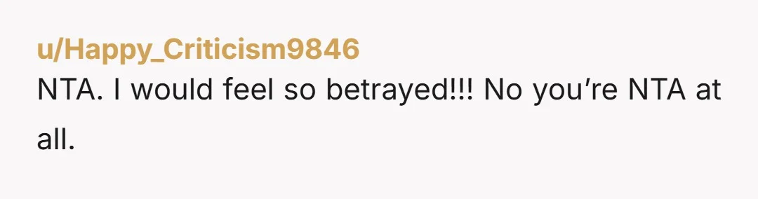 u/TNJDude NTA. And like you said, it's a larger issue. It wasn't "I'm so sorry. I got caught up in everything and it came out." Or, "I'm so sorry, but...