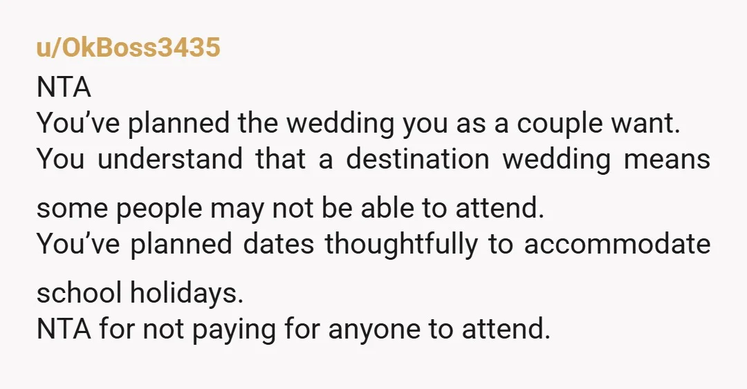 u/angelicak92 "Thats okay! We understand our wedding might now be financially viable for everyone. Like we've said previously- no one is required to attend." Nta