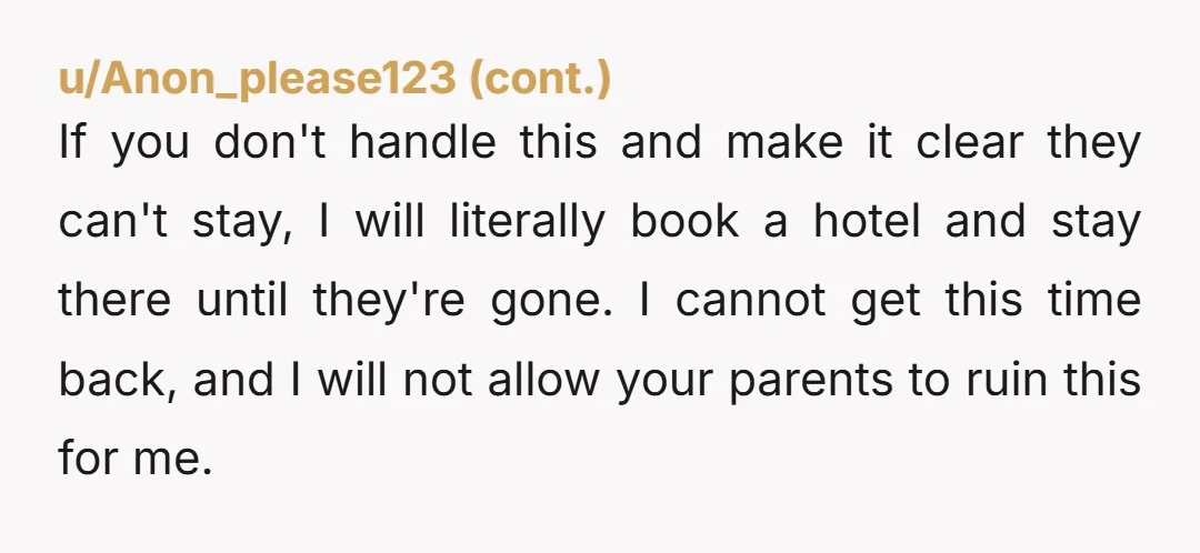 u/Big-Fig3260 NTA - but your husband is. He needs to protect you. I’m a mom and grandma and there is no way in hell anyone should stay with you post-partum....