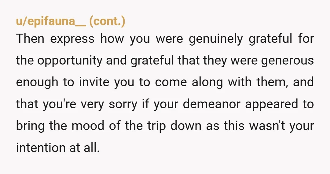 u/blueavole How was your bf about this during and after the trip? If he was supportive, it may be a situation where he has to manage his parents. If he...