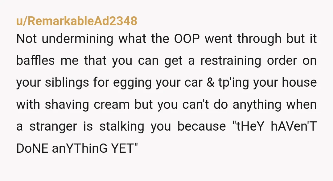 u/Mongolian_Hamster
Another story where you can just get a restraining order so quickly. Gives it away.