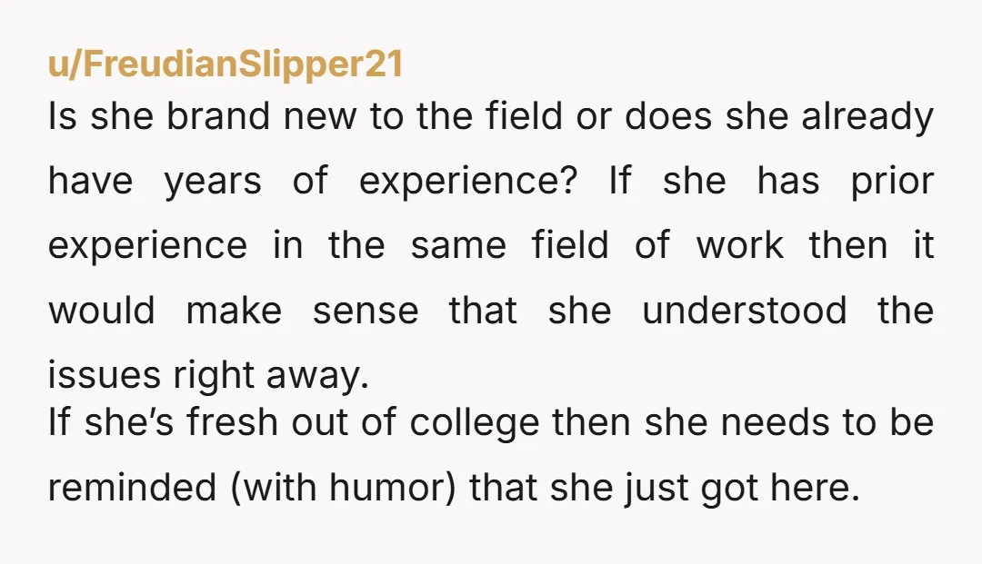 u/sassythehorse In her first month on the job she was sitting in on panel interviews for someone who would be a dotted line, not a direct report to her. Candidates...