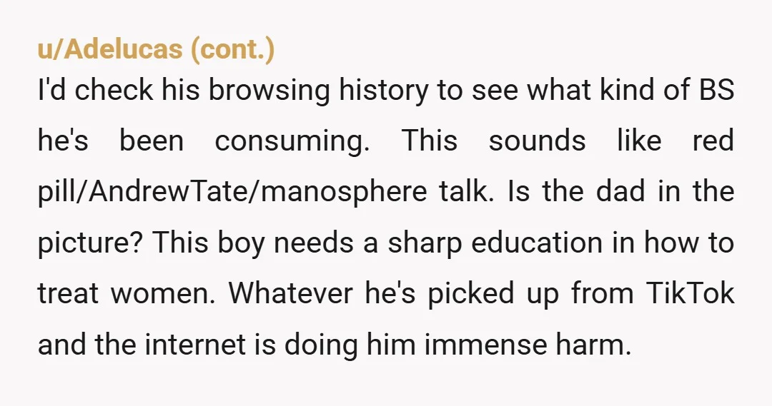 u/Rowana133 Your son is becoming a very insecure controlling man. Teach him better. NTA for standing up for that girl, but your son is not a good boyfriend and will...