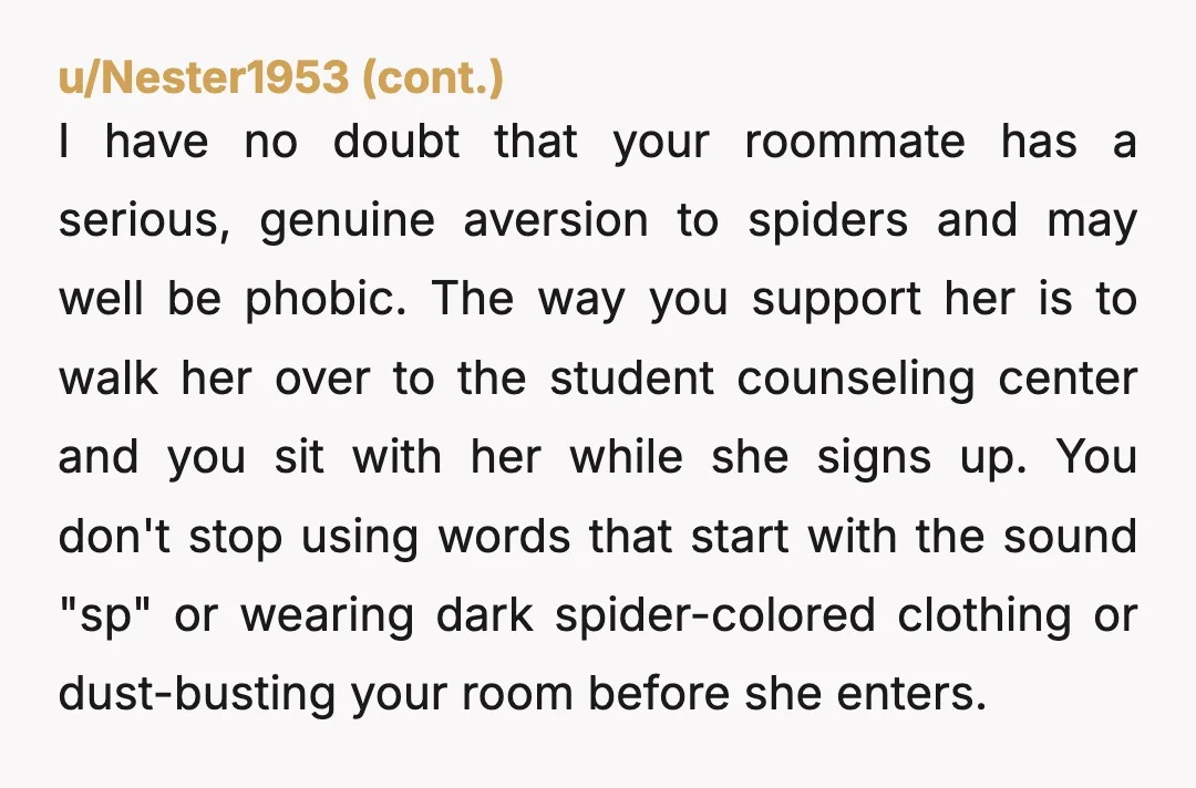 u/FuzzyCat_6578 NTA. If her phobia was actually this bad she would need intensive therapy and possibly some time in a psych word or some kind of carer. She can’t place...