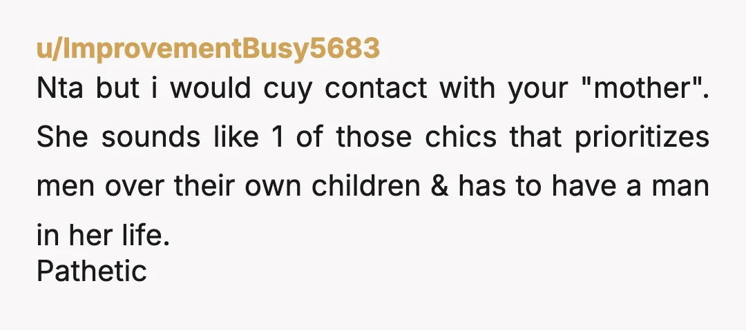 u/False_Ostrich7247 NTA If my mom made plans for a third party to stay with me without my knowledge I would be so pissed. Tell your mom’s husband that she created...