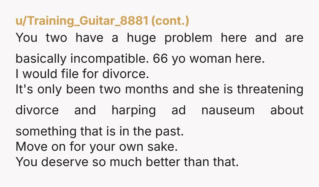 u/da8BitKid Your wife is low class trash. You should divorce her