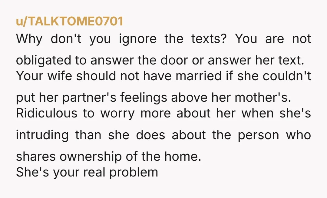 u/kmflushing
Lock it.  You have a wife problem, though.  Not just MIL problem.