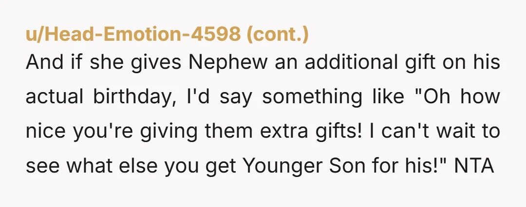 u/CaptainSnappertain NTA. I wouldn’t even allow the shoes thing. Since she skipped over husby have him call her and act all pissed off and tell her what’s what.