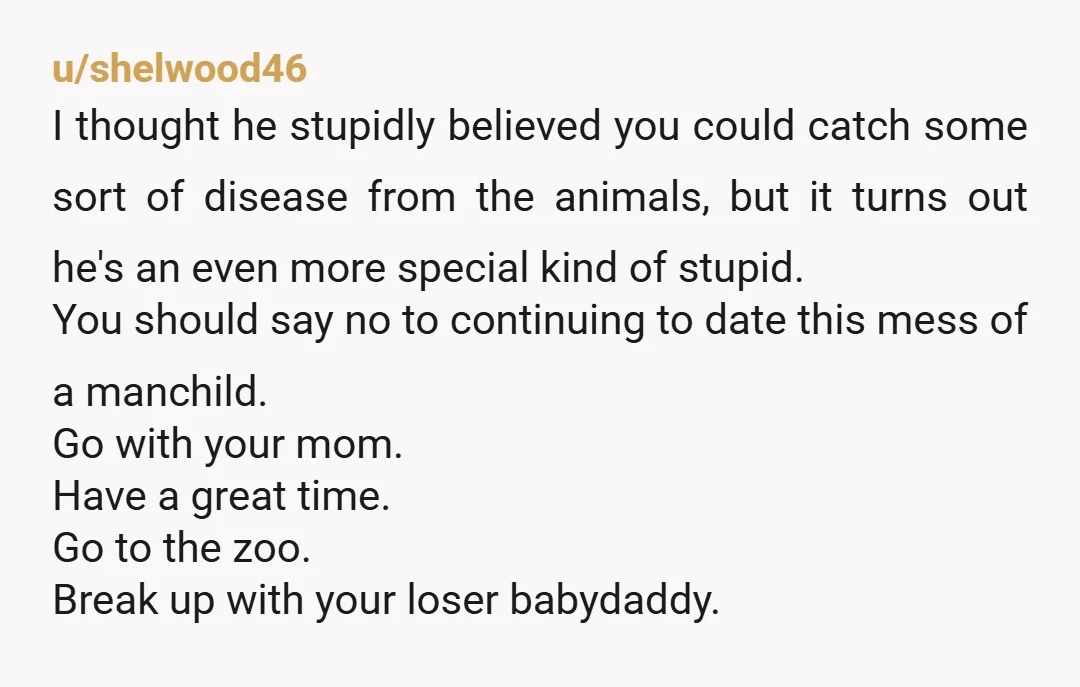 u/shelwood46 I thought he stupidly believed you could catch some sort of disease from the animals, but it turns out he's an even more special kind of stupid. You should...