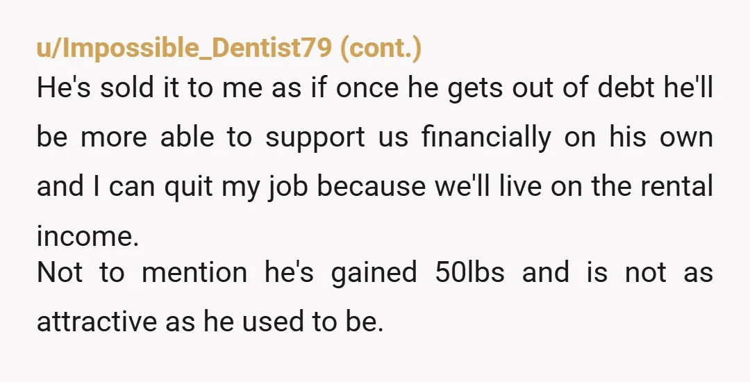 u/TrueCrimeInTheBuff my mom fell for this hobosexual usery bullshit twice and both men bankrupted her after turning her in to their mommybangmaid. Neither helped her financially and both let her...