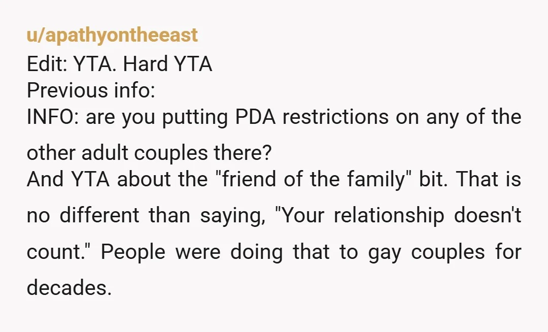 u/wigglebuttbiscuits YTA. They have a non traditional relationship. That doesn’t mean they have some hideous sexual secret that children need to be protected from. And your kids do. not. care....