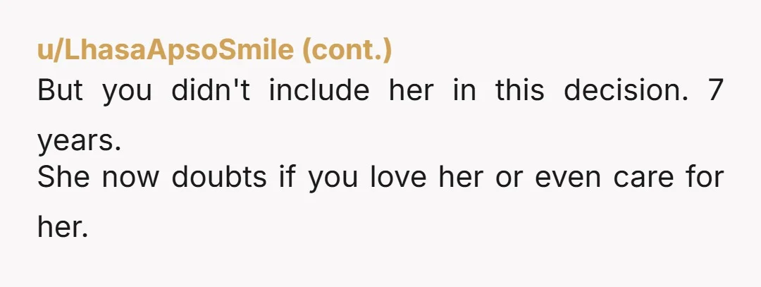 u/EarthlyArcana 100% YTJ. Do her a solid and break up with her so she can find someone who actually takes her into consideration.