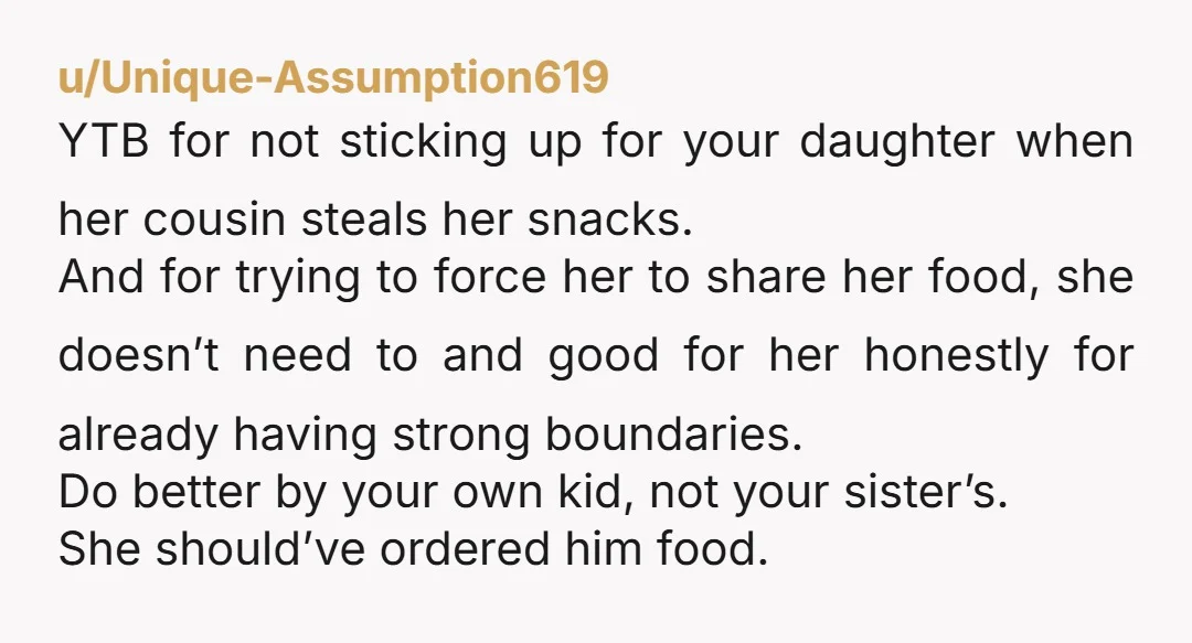 u/tatasz NTBF Imagine if everybody was adult in this situation. Your 25 old daughter ordered mac and cheese. Your nephew, 22, ordered nothing at first, stating he wasn't hungry. Once...