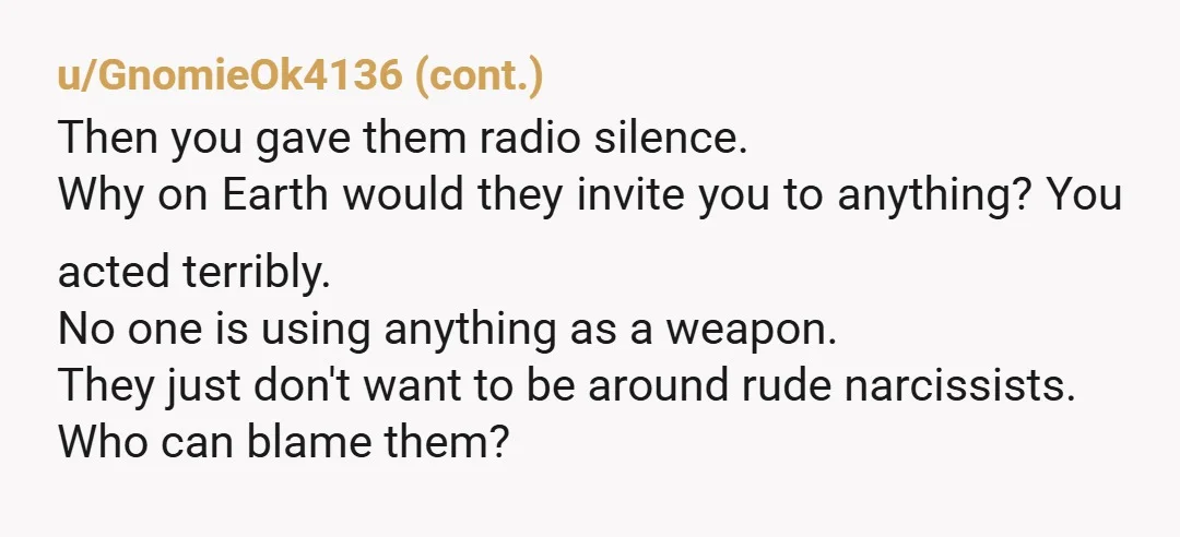 u/WinterSuspicious419
Info: Why couldn't you attend 2 hours away?  Why does their events have to be close?