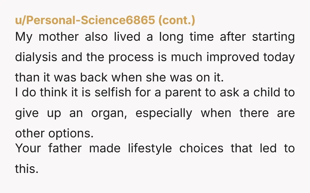 u/Late-Lie-3462 That's insane. I didnt even think theyd allow a 77 year old to get a transplant. Of course NTA