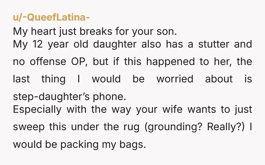 u/Lu10ntDn I’d be rethinking your marriage if your wife doesn’t expect your son to come first in your life. If you two were both the biological parents of your son,...