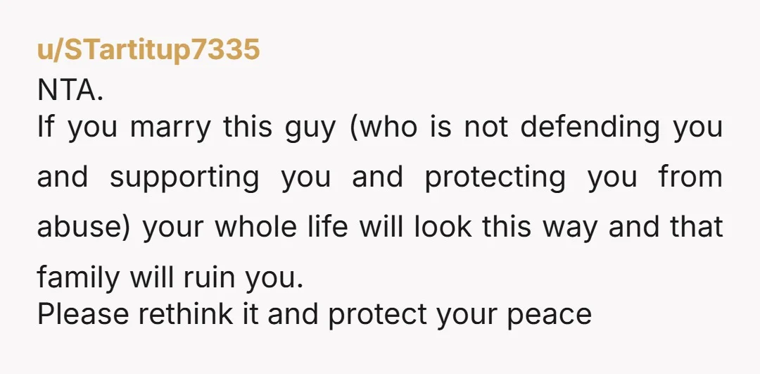 u/vika_hub NTA for standing up for yourself. They’ve crossed so many lines, and you deserve to feel comfortable on your big day. If your boyfriend can’t see that, maybe he...