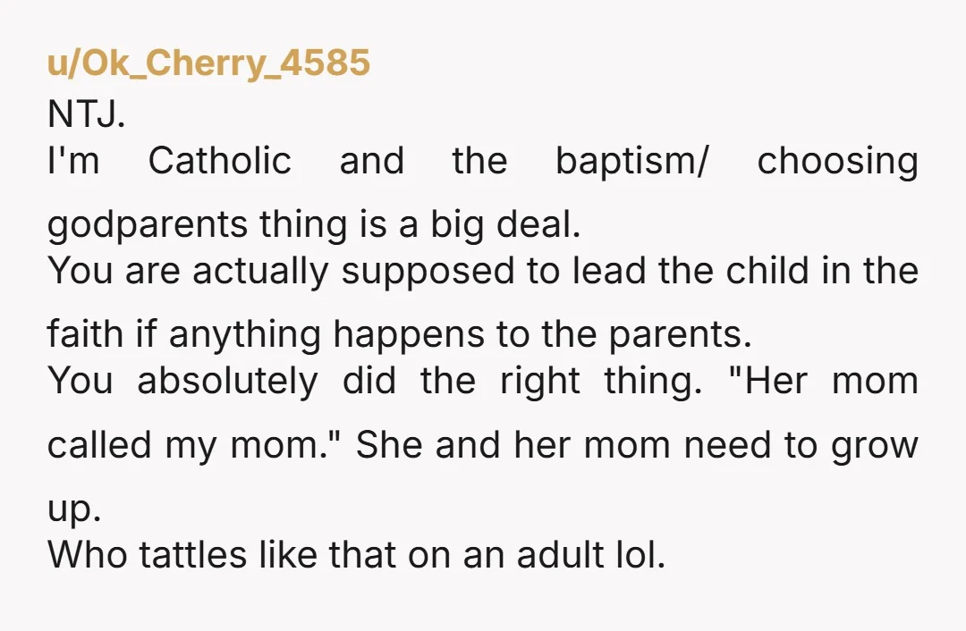 u/wowbragger NTJ You definitely did the right thing (saying this as a father and very actively practicing Catholic). From the bottom of my heart, thank you for taking it seriously....
