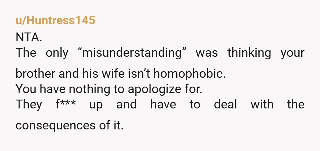 u/Tleach17
NTA, call out bigotry, even if it's the bigot's big day in front of their families.