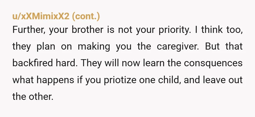 u/IDGAF53
You've  got 1 life. There are agencies thar can take care of your sibling. NTA.